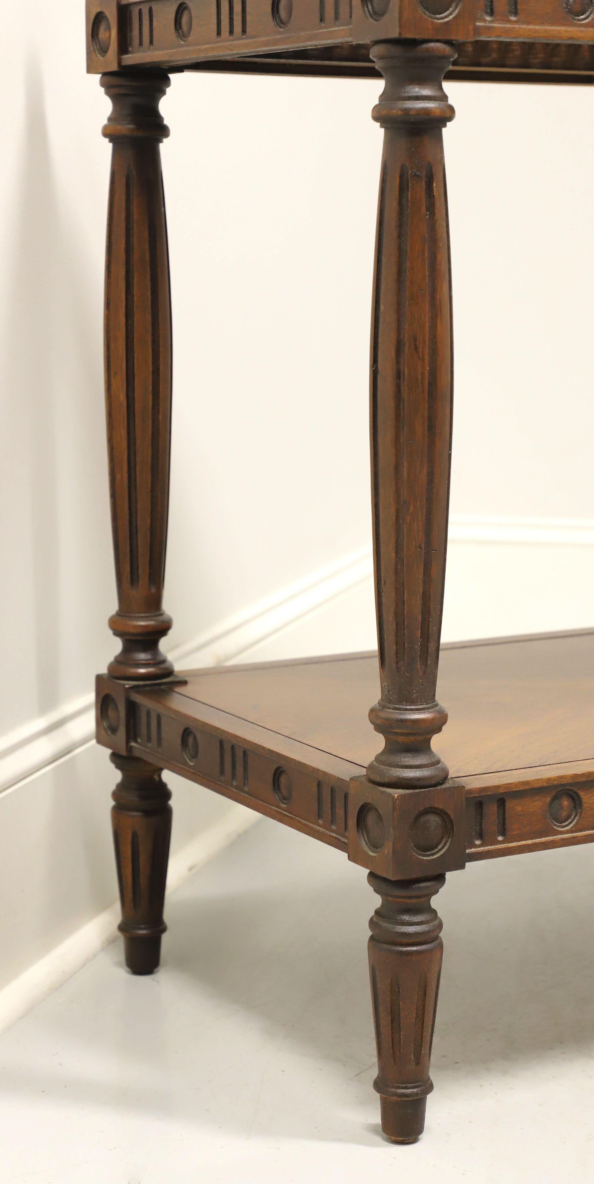THOMASVILLE 1960's Walnut Neoclassical Caned Glass Top Two-Tier Console Table 3