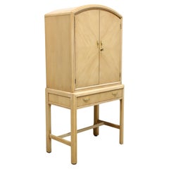 THOMASVILLE 1980's Post-Modern Whitewashed Oak Bar Cabinet