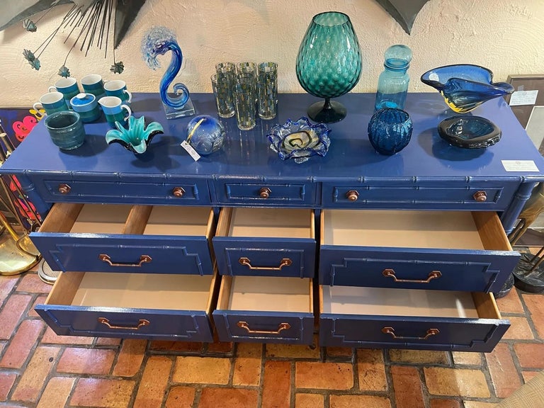 Thomasville Allegro Chinoiserie Faux Bamboo Dresser in Blue at 1stDibs | blue  bamboo dresser, thomasville allegro dresser