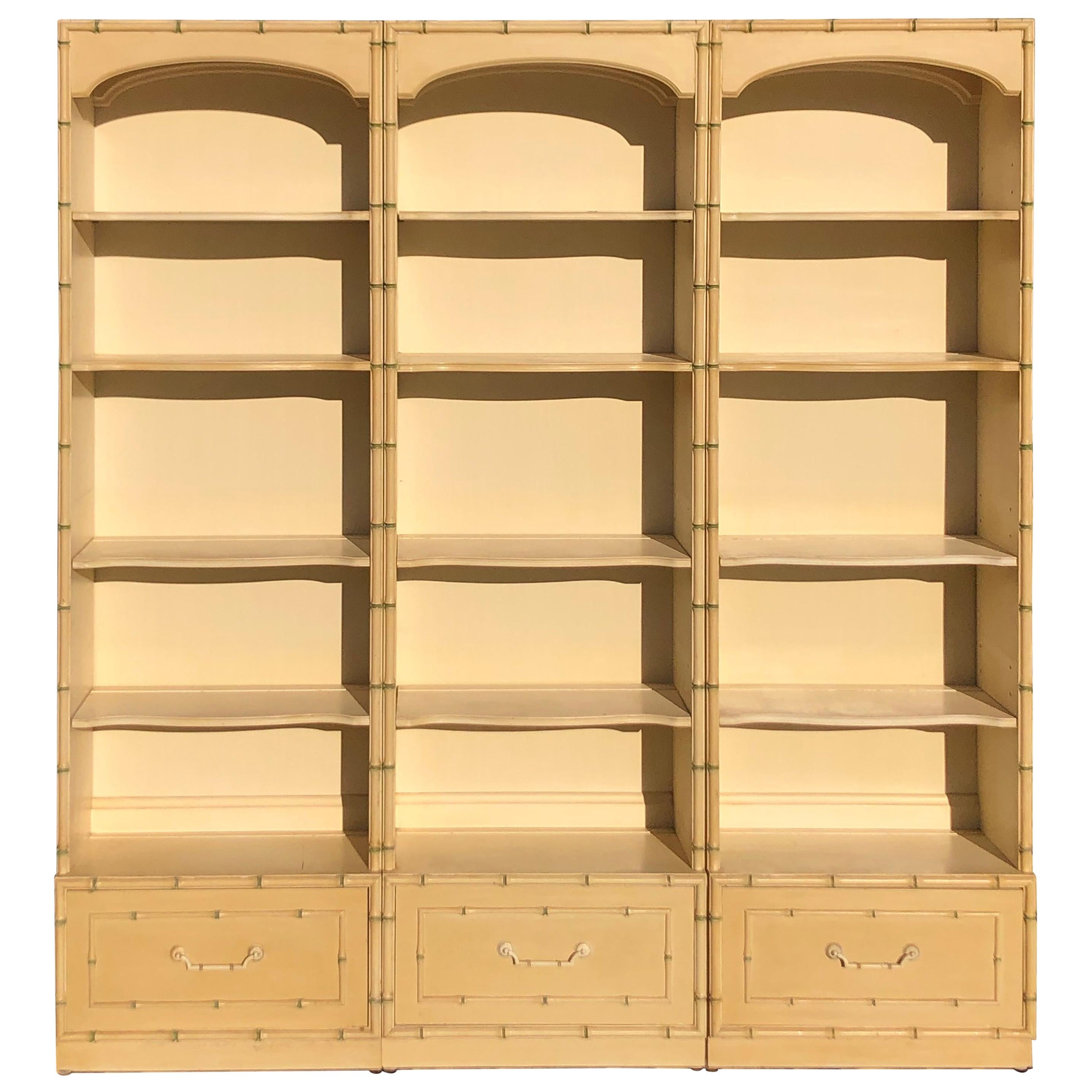 Thomasville Allegro Faux Bamboo 3 Piece Bookcase Wall Set