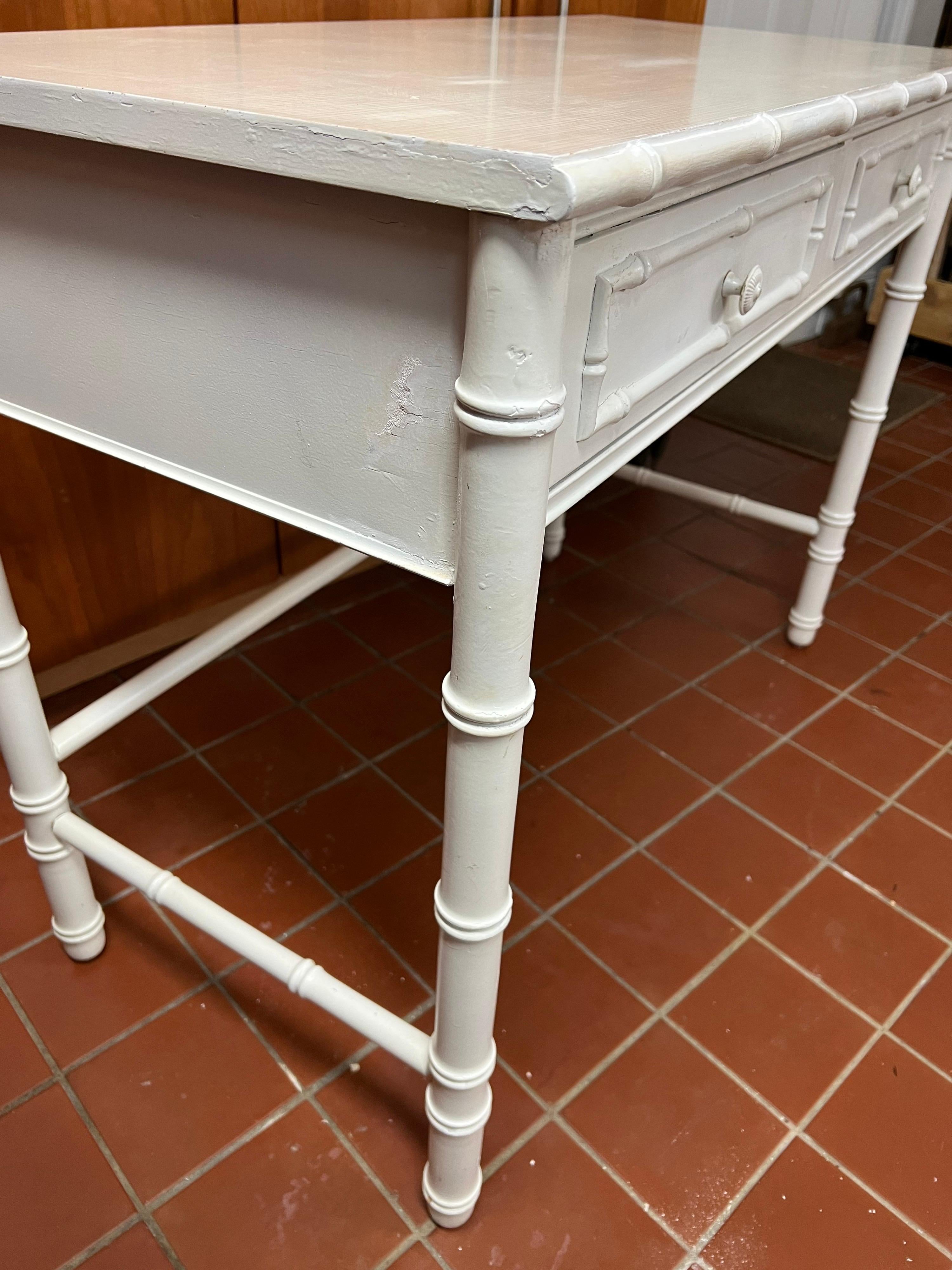 Laminate Thomasville Allegro Faux Bamboo Desk in White