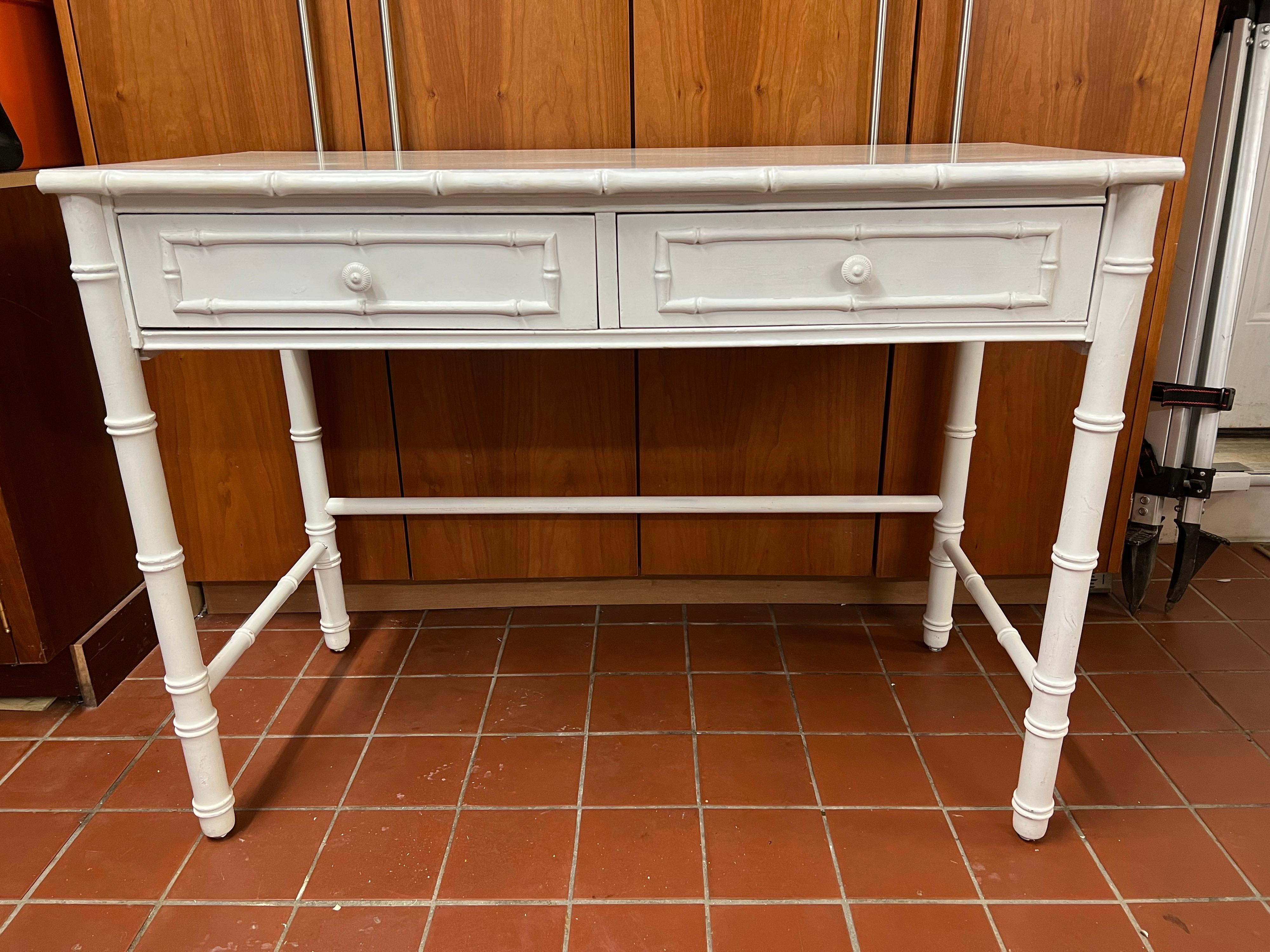 Thomasville Allegro Faux Bamboo Desk in White 10