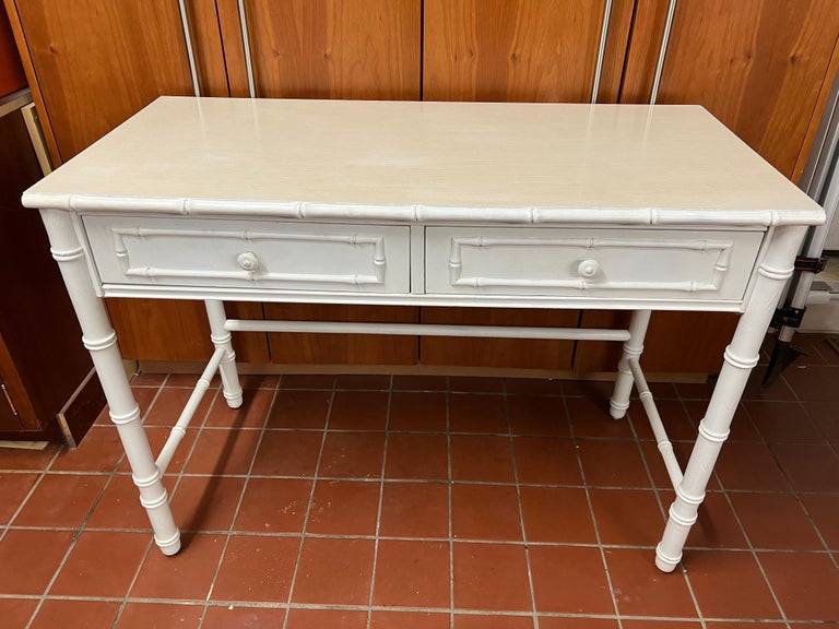 Thomasville Allegro Faux Bamboo Desk in White at 1stDibs white bamboo