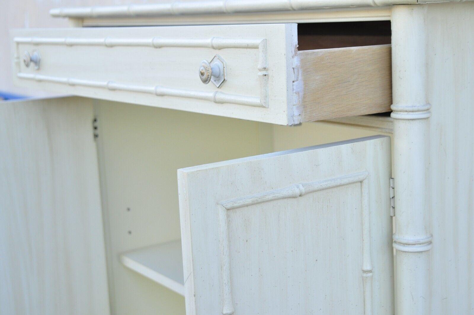 Thomasville Allegro Faux Bamboo Fretwork Highboy Tall Chest Dresser Cabinet In Good Condition In Philadelphia, PA