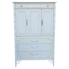 Thomasville Allegro Faux Bamboo Fretwork Highboy Tall Chest Dresser Cabinet