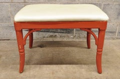 Thomasville Allegro Faux Bamboo Hollywood Wood Coral Painted Vanity Bench