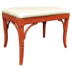 Thomasville Allegro Faux Bamboo Hollywood Wood Coral Painted Vanity Bench