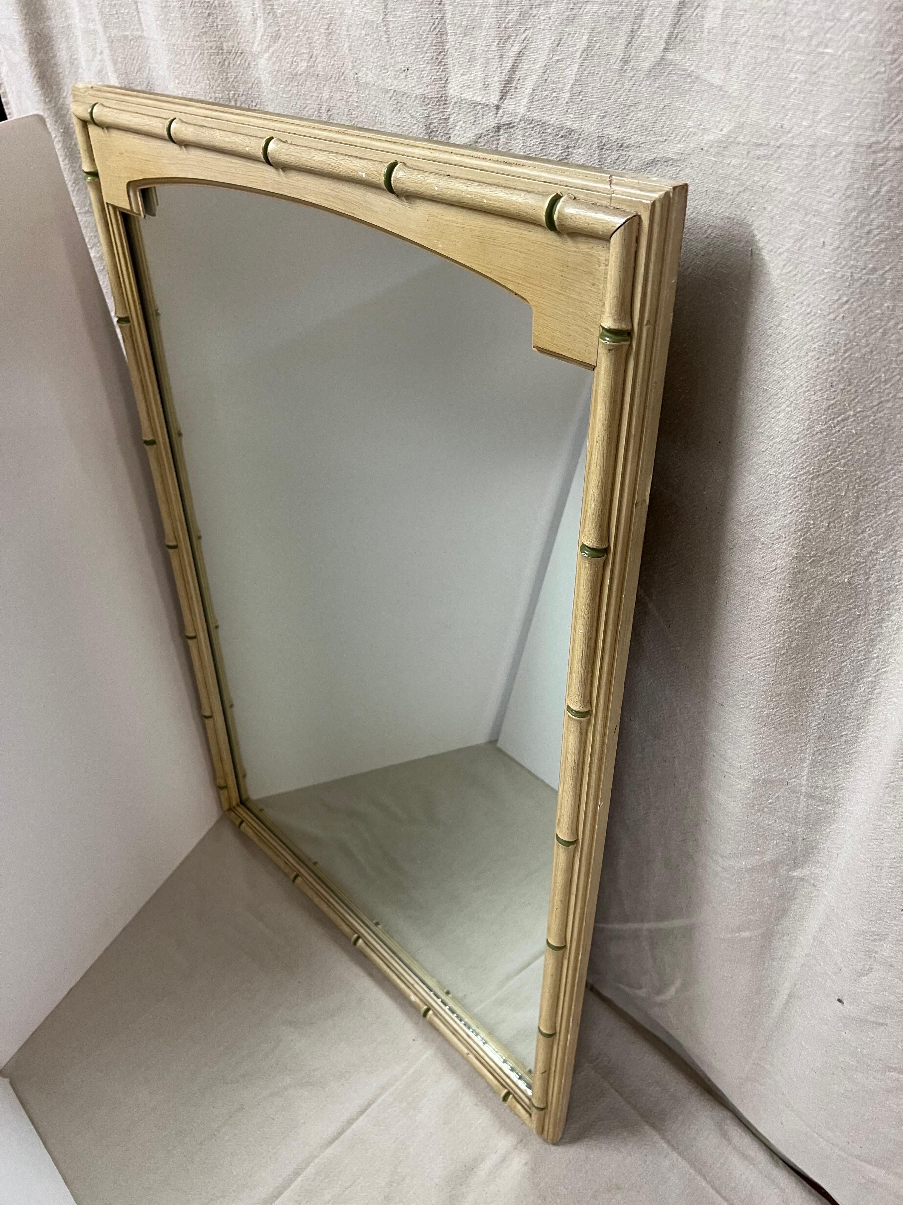 Hollywood Regency Thomasville Allegro Faux Bamboo Mirror For Sale