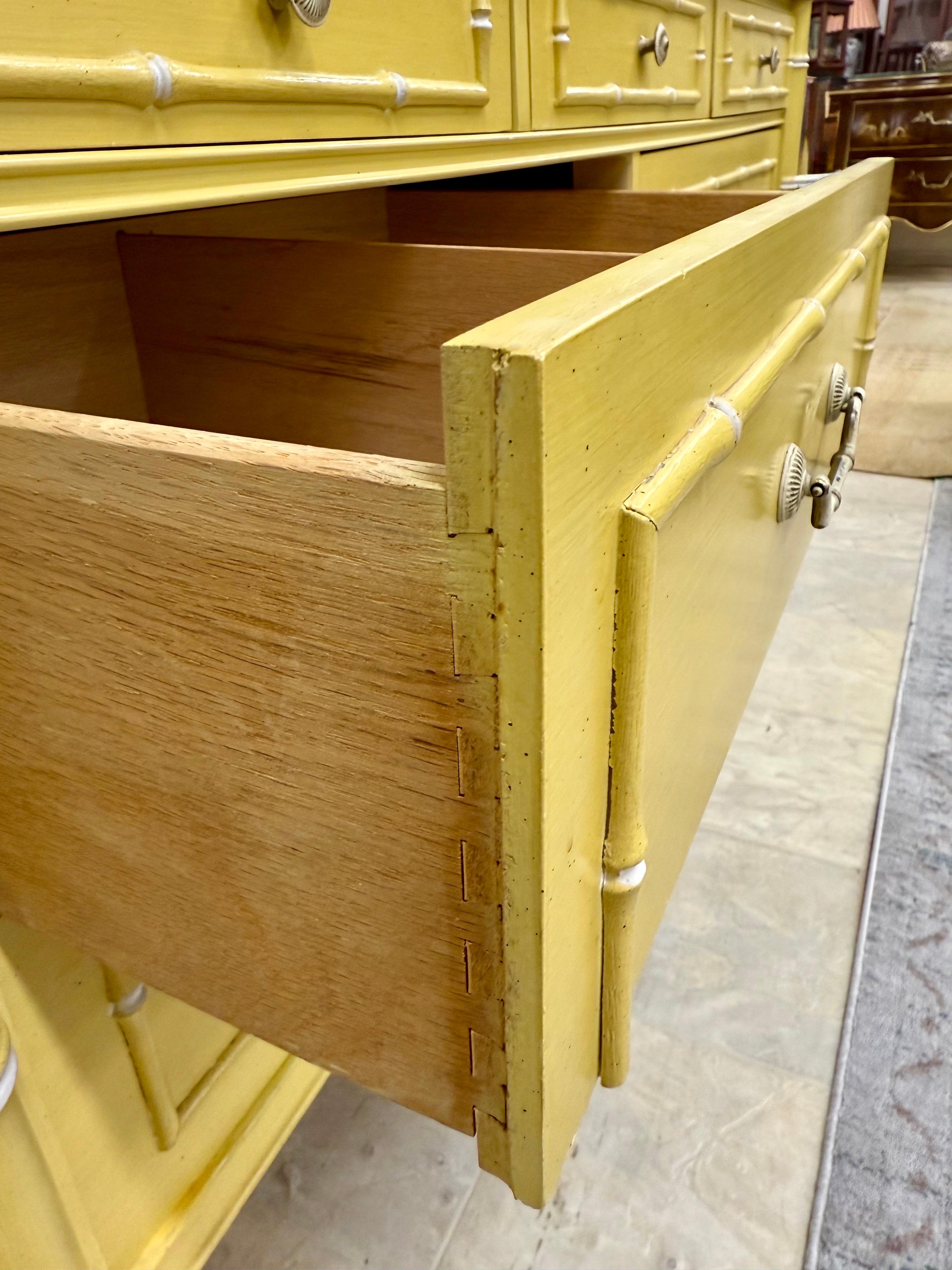 Thomasville Allegro Faux Bamboo Yellow 7 Drawer Dresser Chest 5