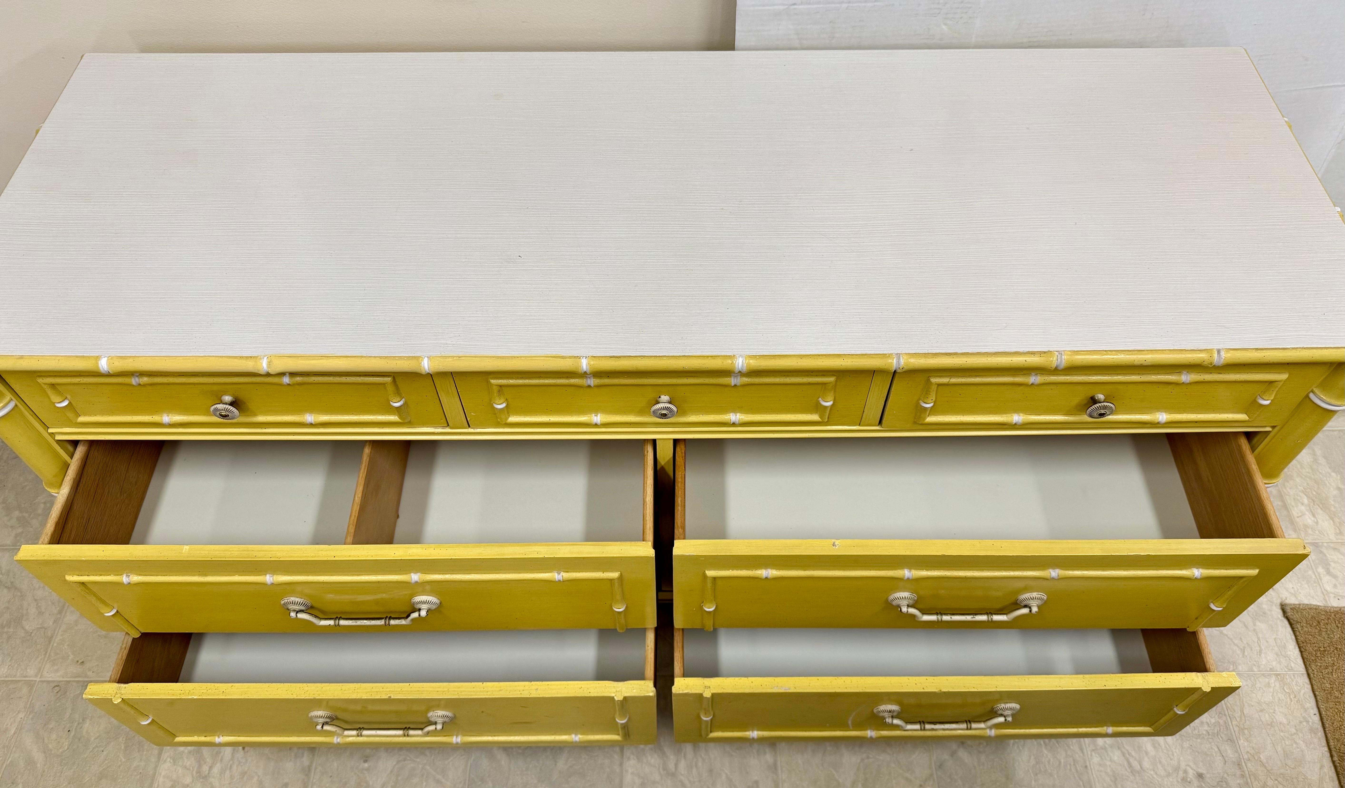 Thomasville Allegro Faux Bamboo Yellow 7 Drawer Dresser Chest 3