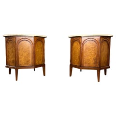 Thomasville "Arched" Series End Table/Nightstand Travertine, Walnut & Olive Burl