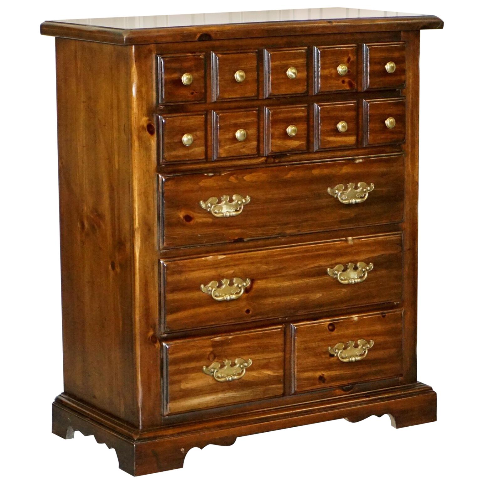 Thomasville Bank Chest of Drawers Solid Hard Wood Haberdashery Style For Sale