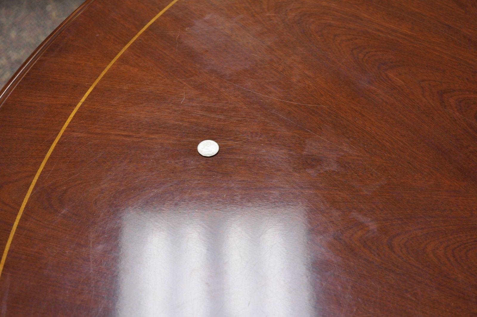 American Thomasville Bogart Collection Round Mahogany Pedestal Base Dining Table w/ Leaf