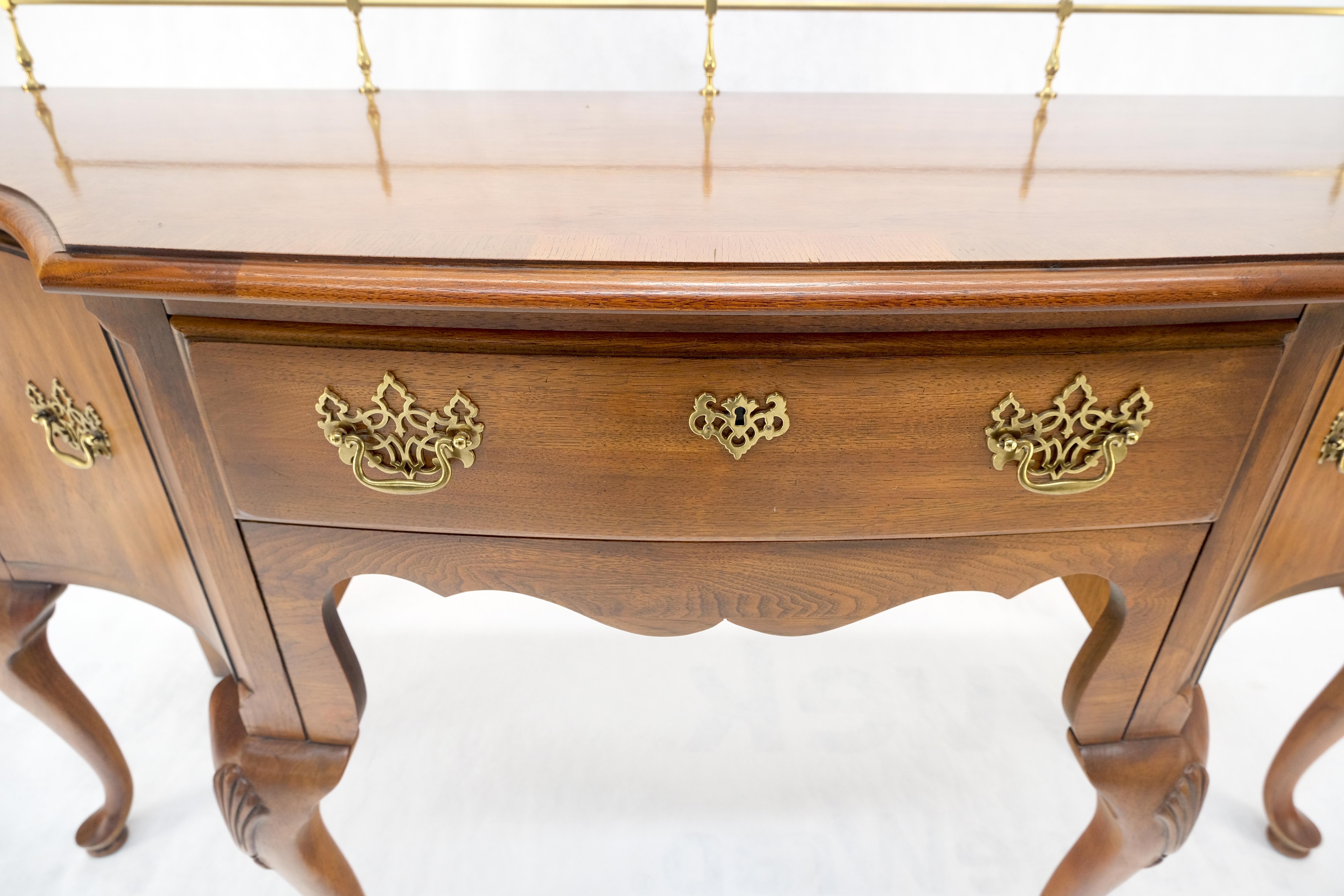 Thomasville Brass Gallery Back Banded Top Light Walnut Sideboard MINT For Sale 4