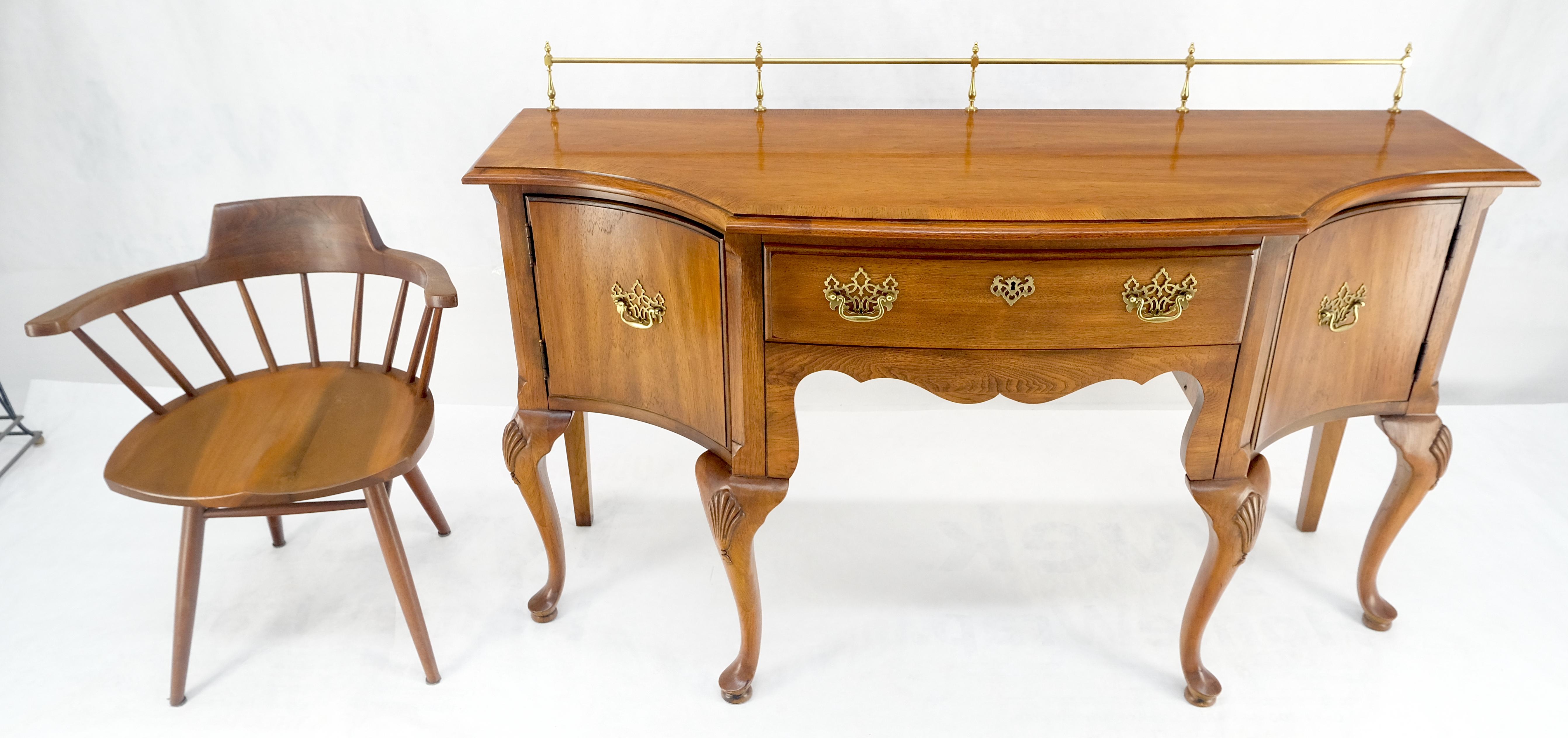 Thomasville Brass Gallery Back Banded Top Light Walnut Sideboard MINT For Sale 5