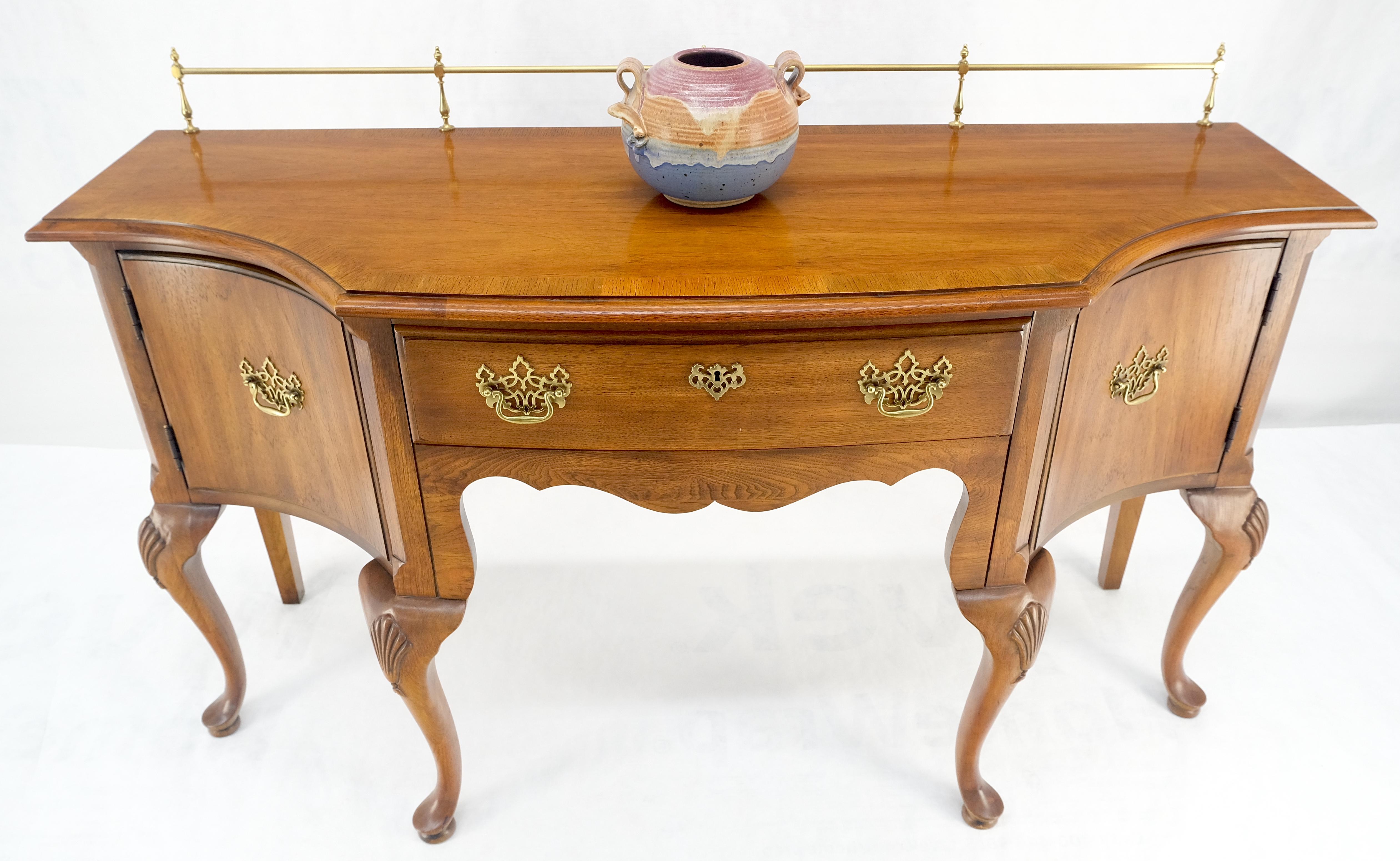 Thomasville Brass Gallery Back Banded Top Light Walnut Sideboard MINT For Sale 6
