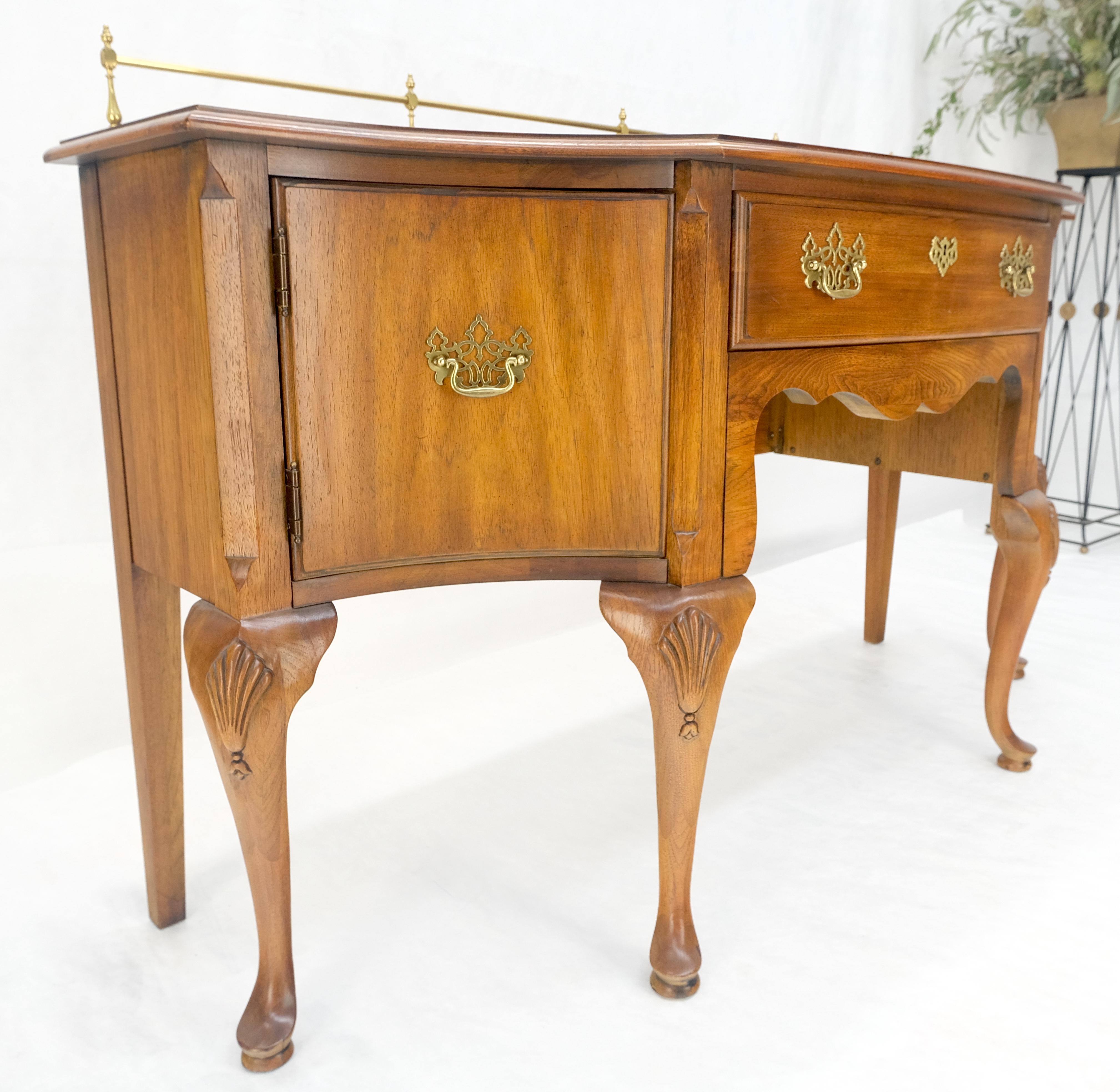 Thomasville Brass Gallery Back Banded Top Light Walnut Sideboard MINT For Sale 8