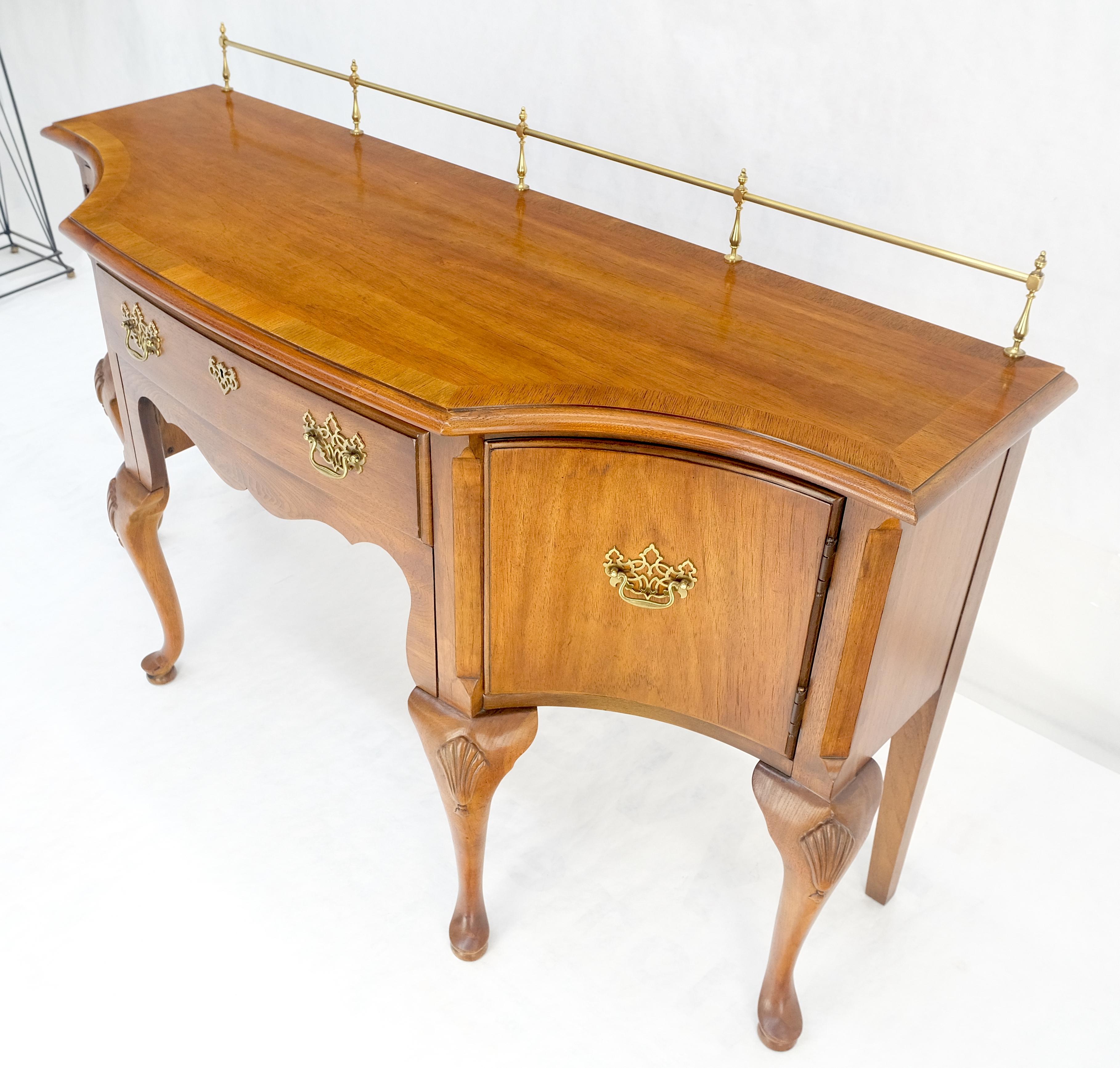 Thomasville Brass Gallery Back Banded Top Light Walnut Sideboard MINT For Sale 1