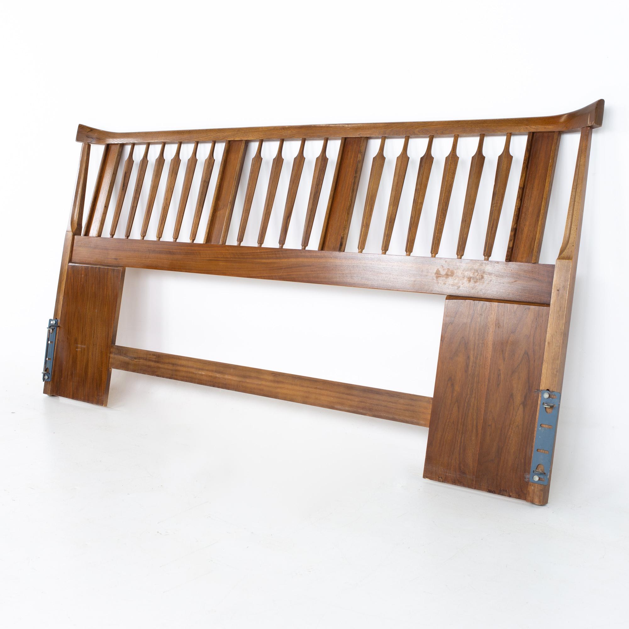Thomasville Brutalist mid century walnut king headboard.
Headboard measures: 81.75 wide x 2 deep x 41.5 inches high

All pieces of furniture can be had in what we call restored vintage condition. That means the piece is restored upon purchase so