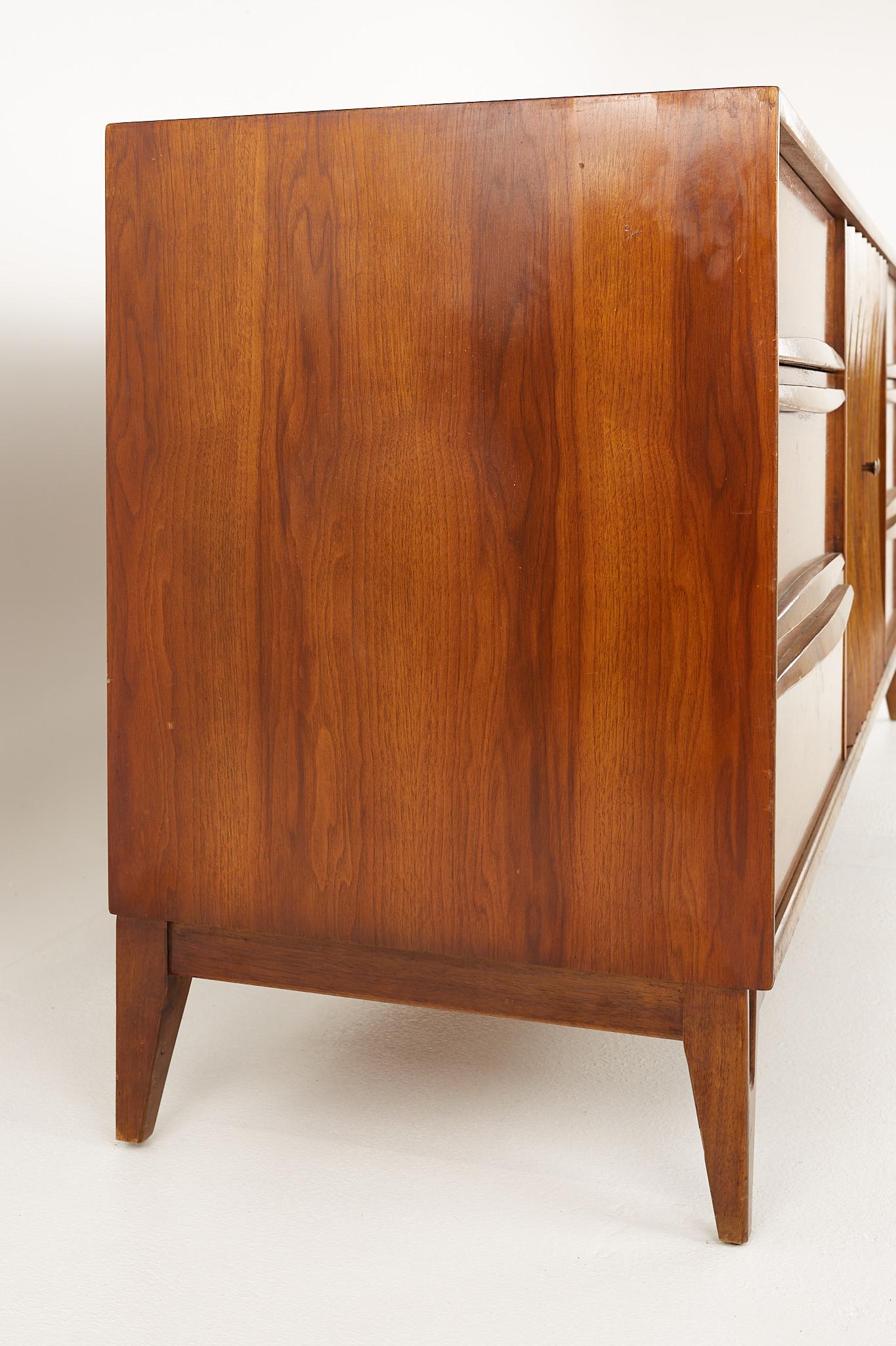 American Thomasville Brutalist Mid Century Walnut Lowboy Dresser