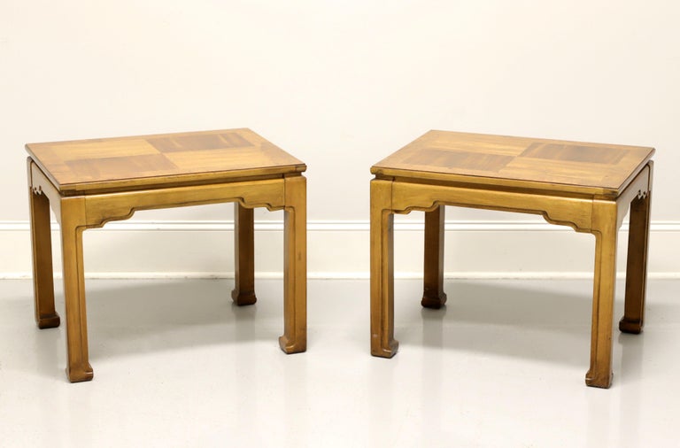THOMASVILLE Burl Oak Asian Ming Influenced Parquetry End Side Tables - Pair  For Sale at 1stDibs | asian end tables, asian side table, thomasville end  tables