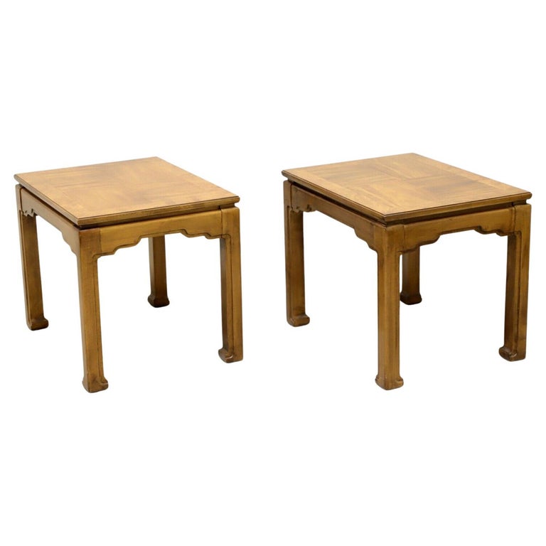 THOMASVILLE Burl Oak Asian Ming Influenced Parquetry End Side Tables - Pair  For Sale at 1stDibs | asian end tables, thomasville side table, asian style end  tables