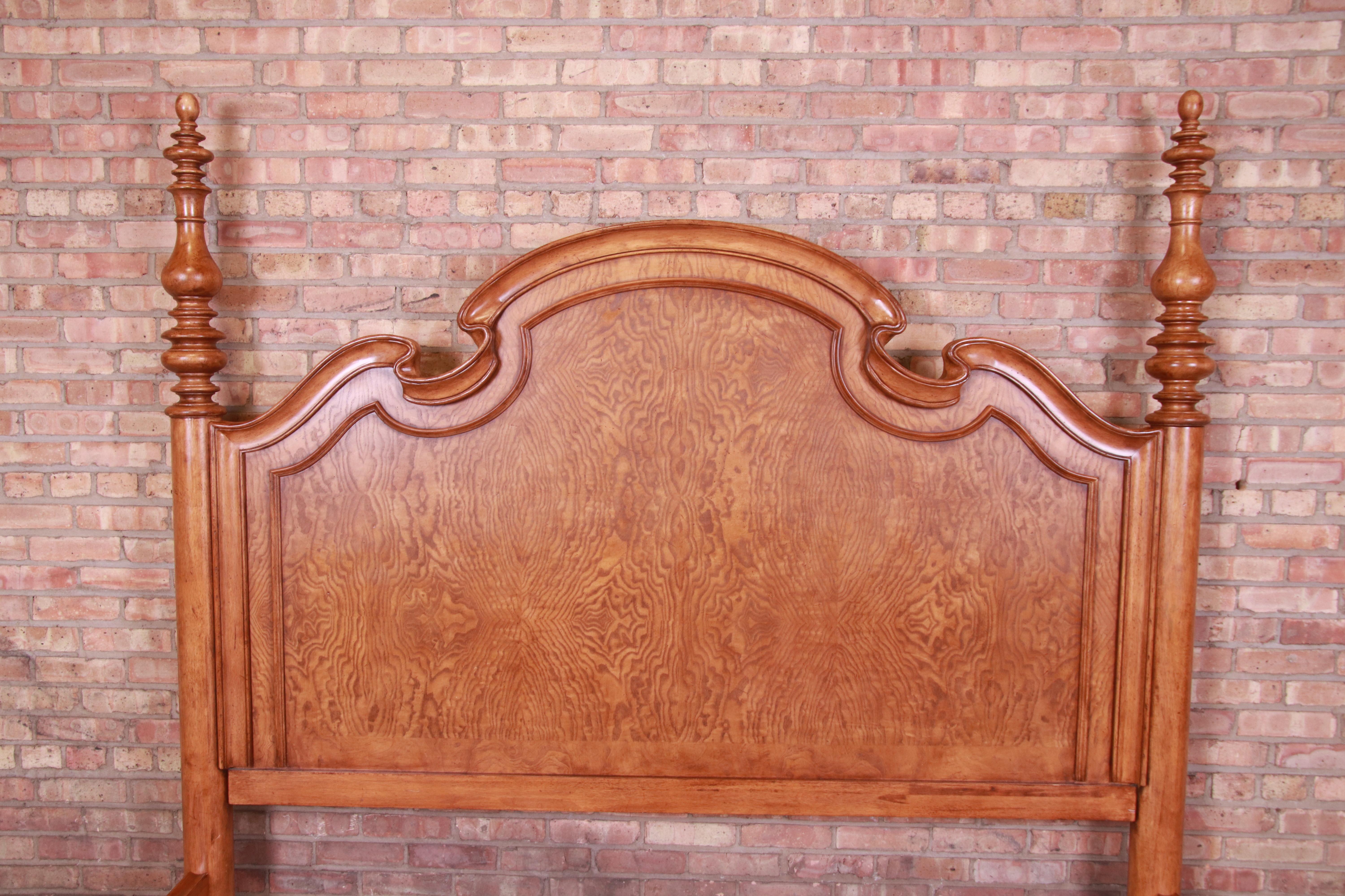 20th Century Thomasville Burl Wood King Size Poster Bed