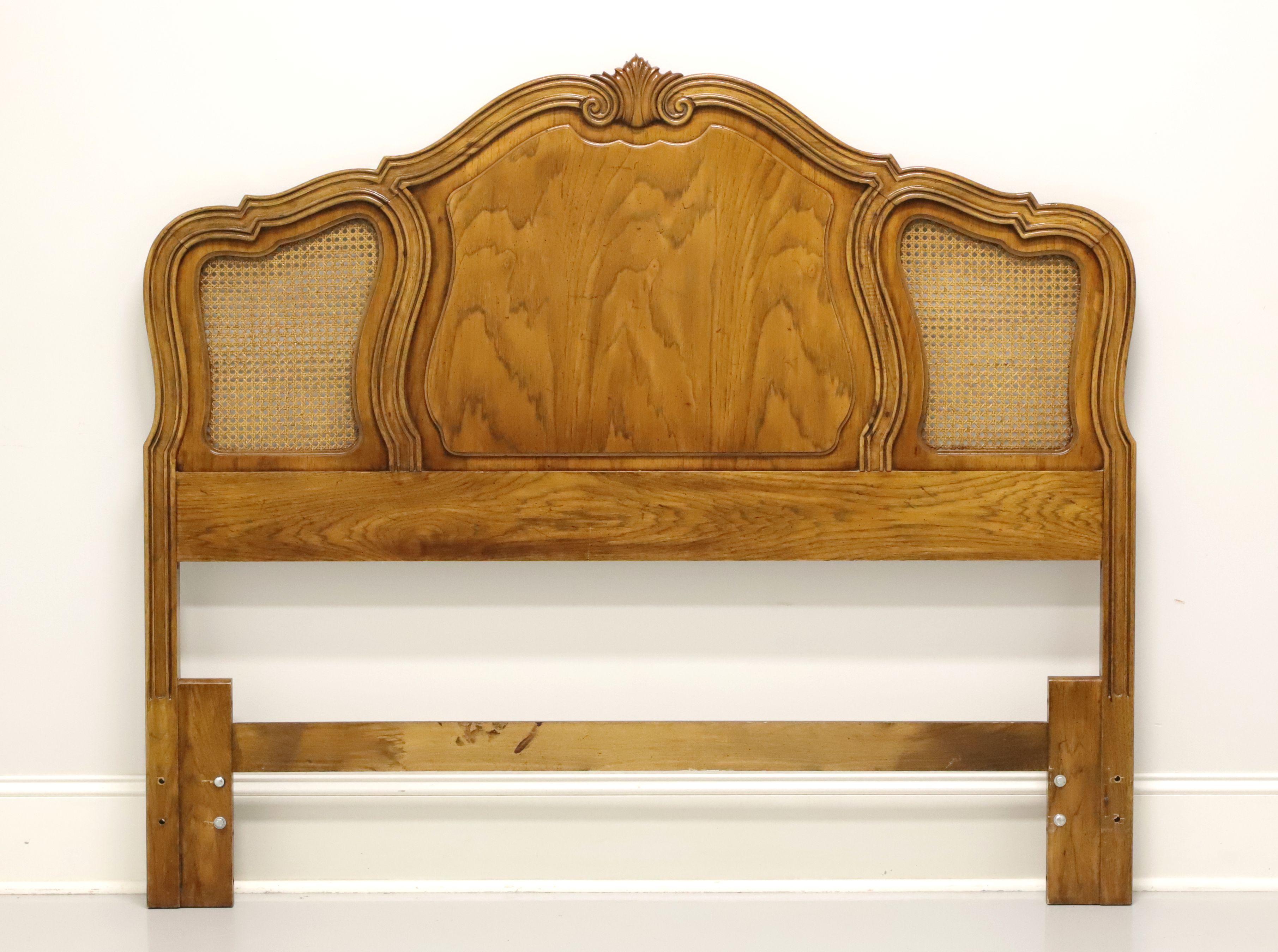 20th Century THOMASVILLE Camile Oak French Country Style Cane Queen Headboard