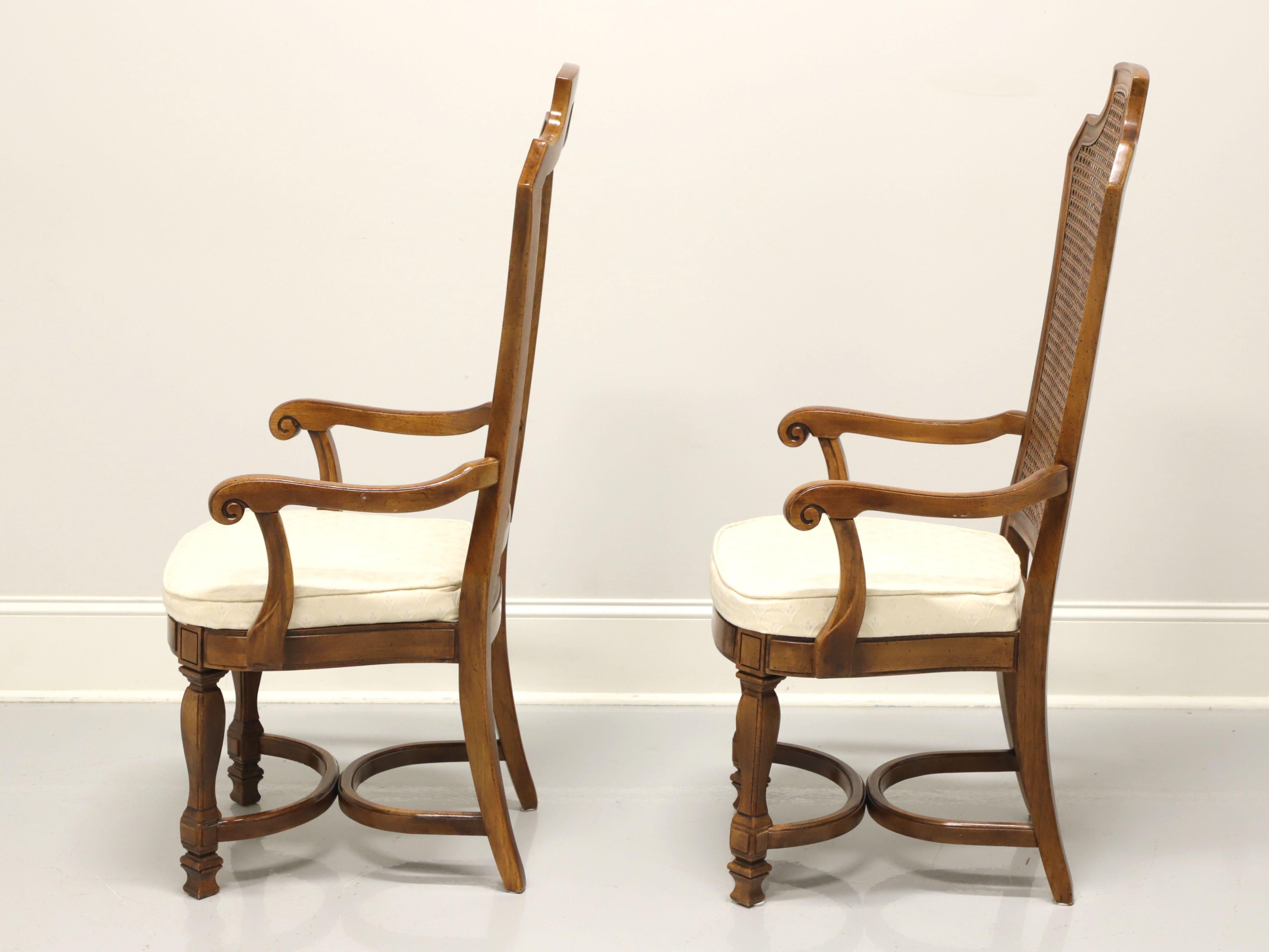 American THOMASVILLE Ceremony Collection Mediterranean Walnut Dining Armchairs - Pair