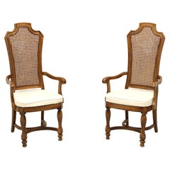 Retro THOMASVILLE Ceremony Collection Mediterranean Walnut Dining Armchairs - Pair