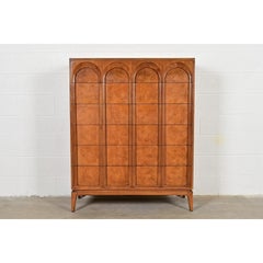 Thomasville Cherry and Burl Wood Highboy Dresser, 1960s
