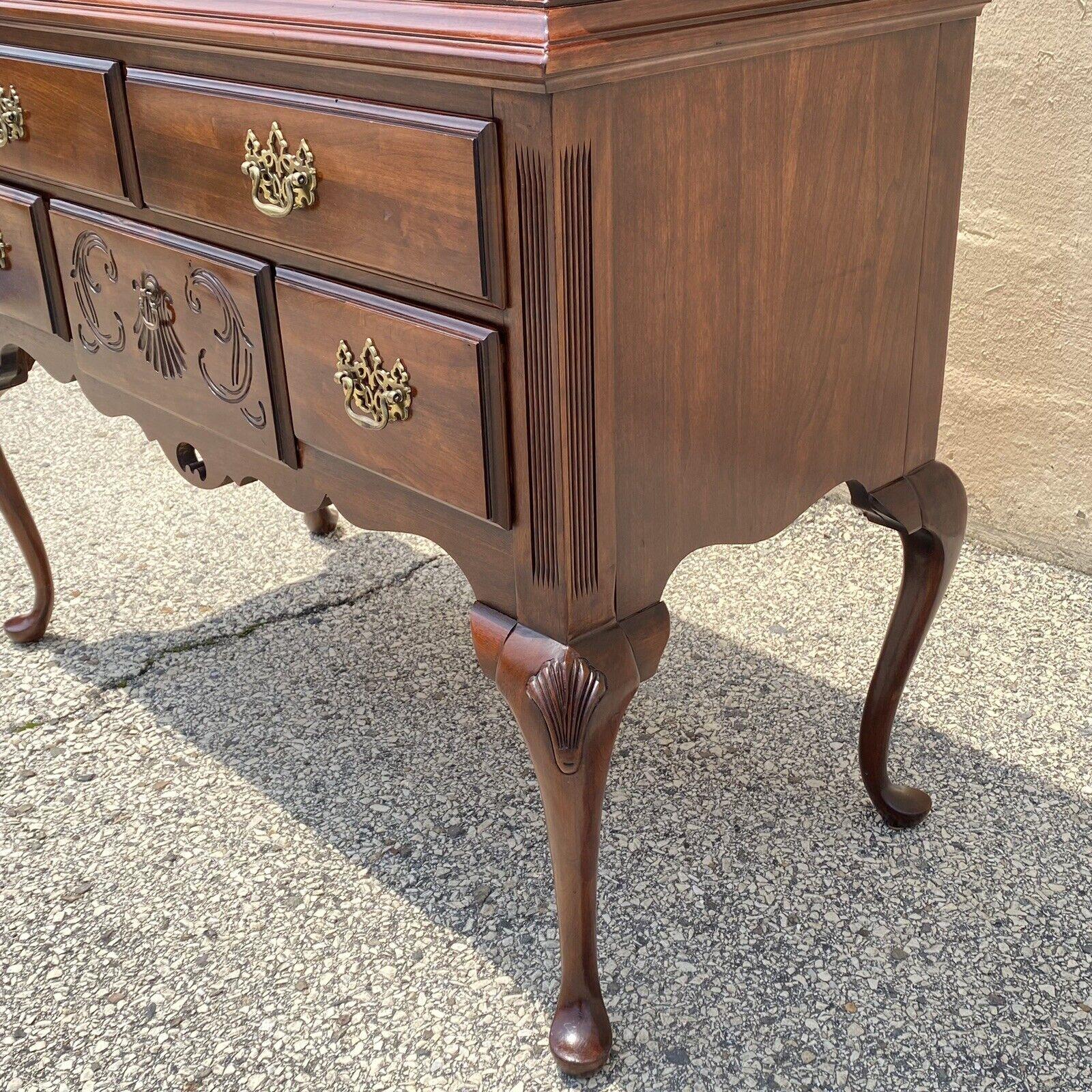 Thomasville Cherry Wood Queen Anne Style Highyboy Tall Chest Dresser For Sale 7
