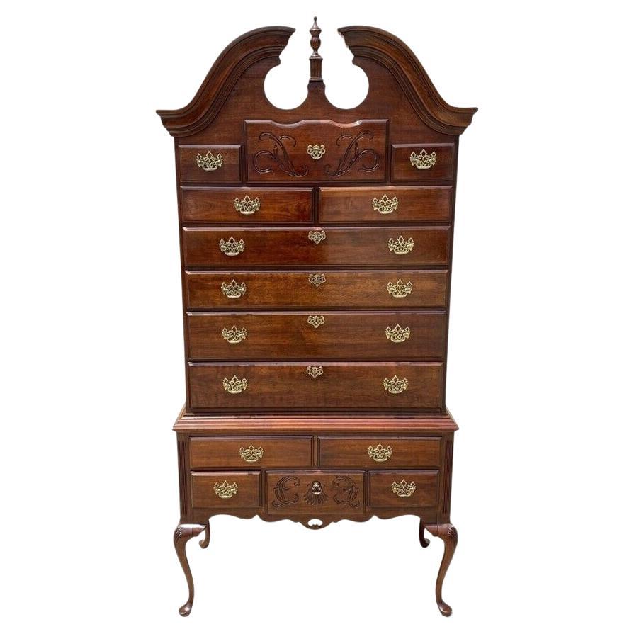 Thomasville Cherry Wood Queen Anne Style Highyboy Tall Chest Dresser For Sale
