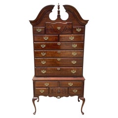 Antique Thomasville Cherry Wood Queen Anne Style Highyboy Tall Chest Dresser