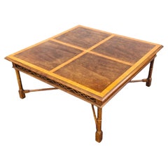 Thomasville Chinese Chippendale Cross-Banded Mahogany Faux Bamboo Coffee Table