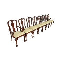 Thomasville Chippendale Carved Cherry Wood Dining Chairs, Set of Eight