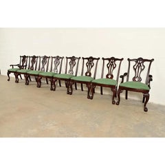 Thomasville Chippendale Carved Mahogany Dining Chairs, Set of Eight
