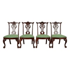 Thomasville Chippendale Carved Mahogany Dining Chairs, Set of Four