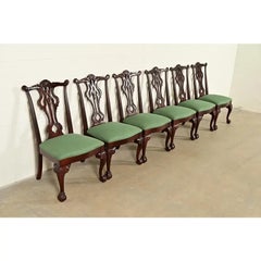 Thomasville Chippendale Carved Mahogany Dining Chairs, Set of Six
