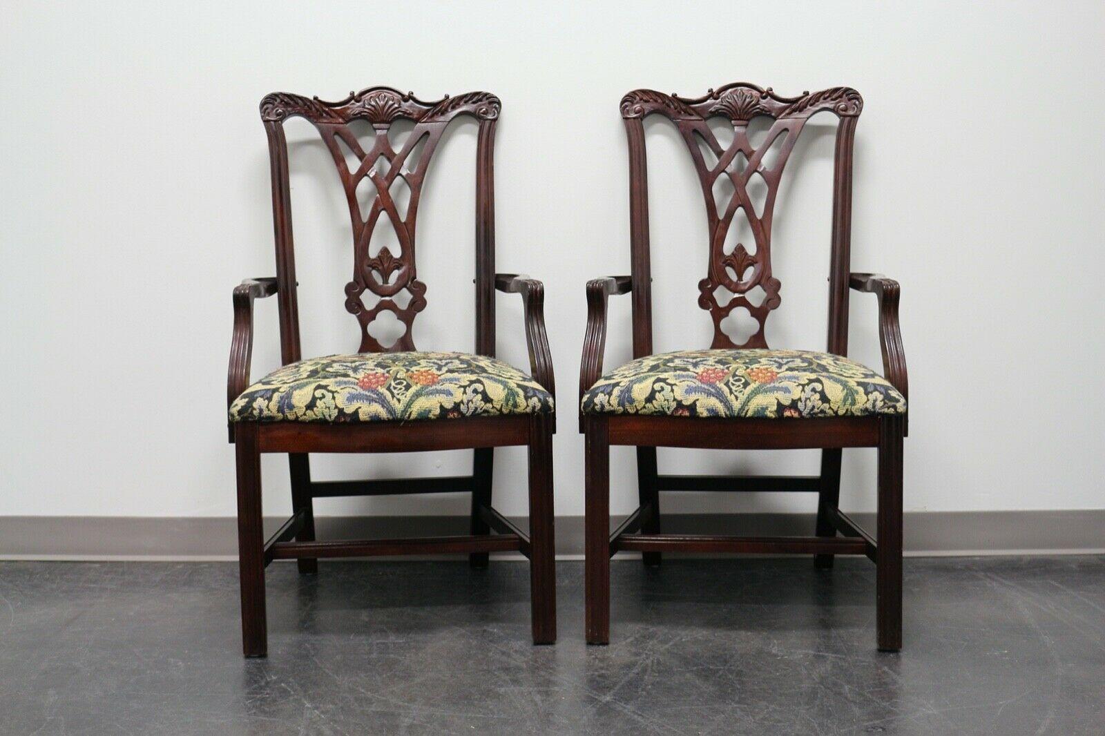 THOMASVILLE Chippendale Straight Leg Dining Captain's Armchairs - Pair 5