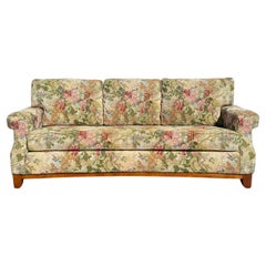 Retro Thomasville Curved Chinoiserie Chintz Floral Textile Down Sofa