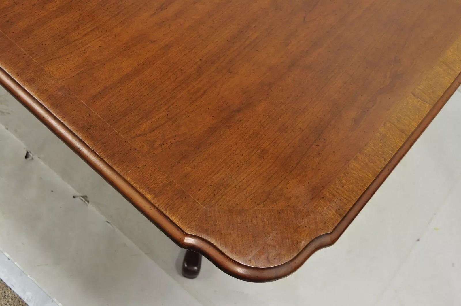 20th Century Thomasville Duncan Phyfe Mahogany Double Pedestal Base Dining Table w/2 leaves