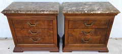 Thomasville Elysee Nightstands Burl and Marble A Pair