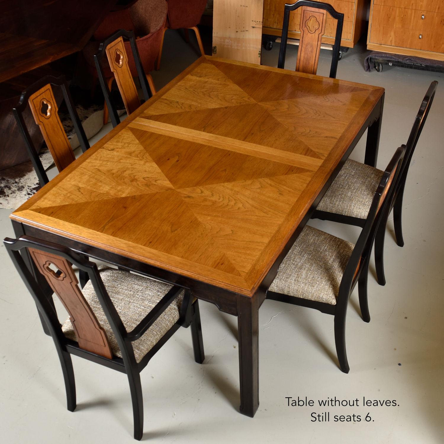 Thomasville Embassy Chinoiserie Asian Modern Dining Set Expanding Table & Chairs 4