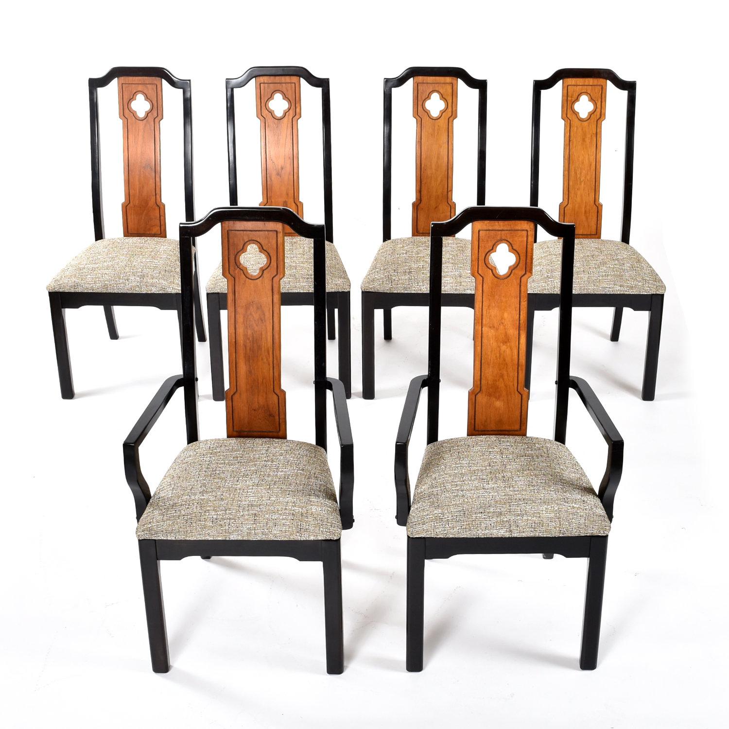 American Thomasville Embassy Chinoiserie Asian Modern Dining Set Expanding Table & Chairs