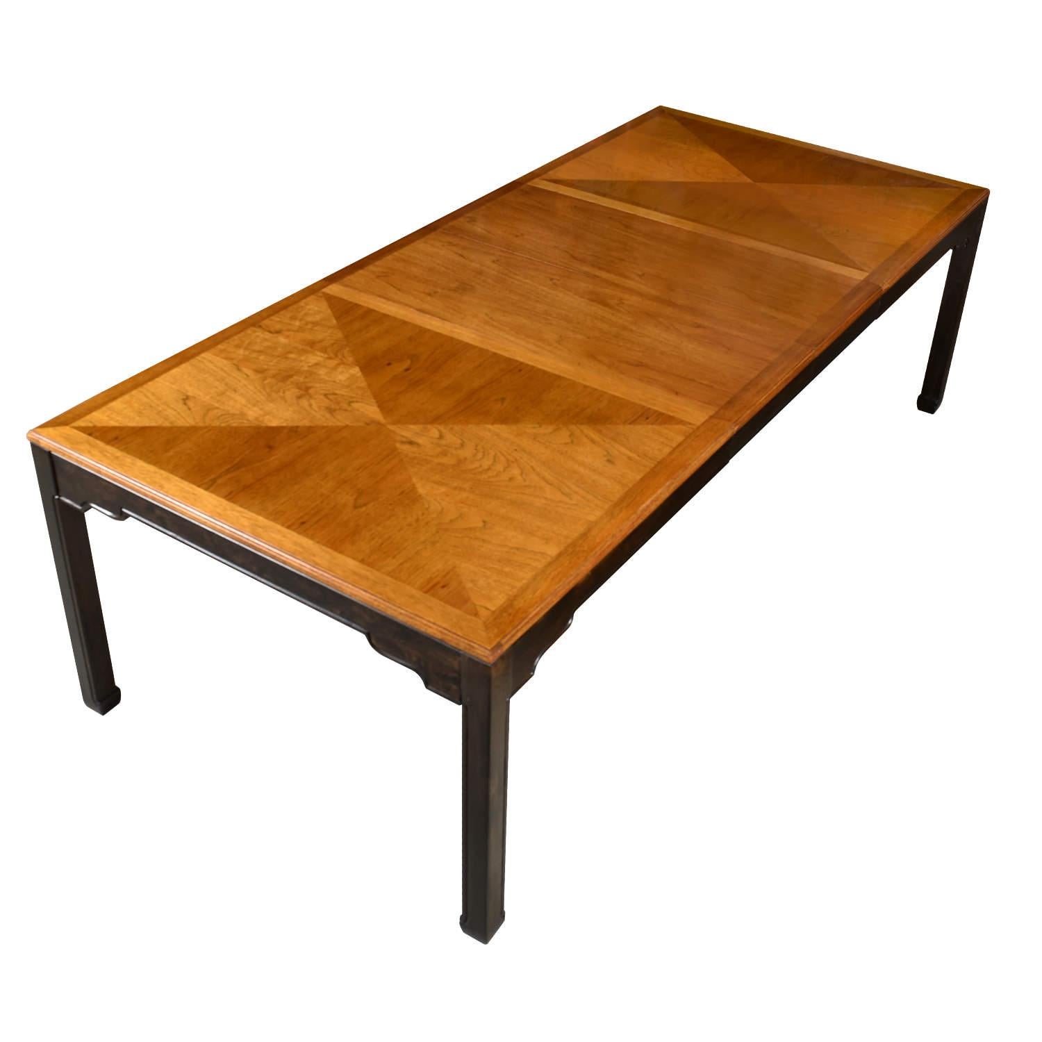 Late 20th Century Thomasville Embassy Chinoiserie Asian Modern Dining Set Expanding Table & Chairs