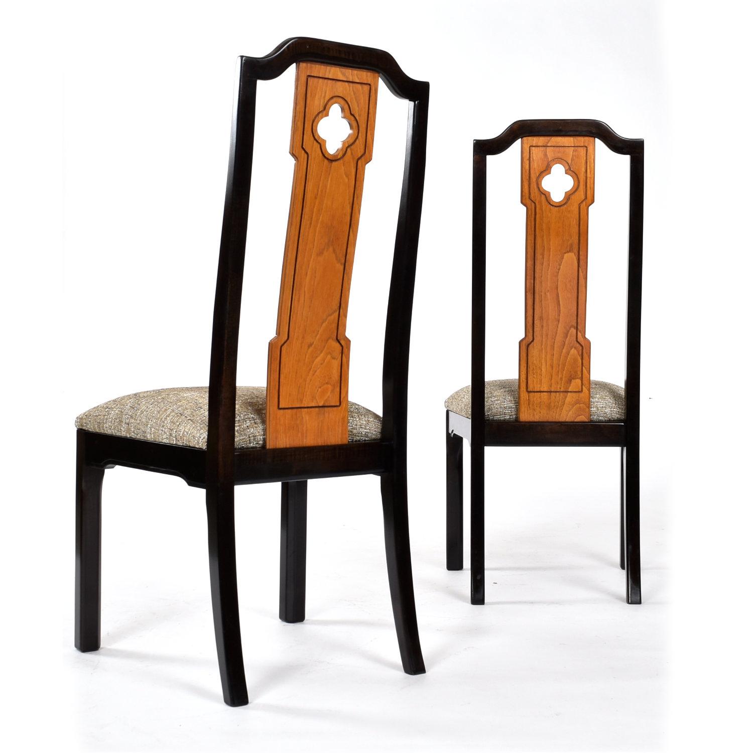 Wood Thomasville Embassy Chinoiserie Asian Modern Dining Set Expanding Table & Chairs