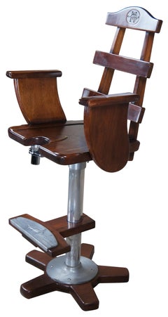 Thomasville Ernest Hemingway Mahogany Fighting Chair Swivel Bar Stool Maritime