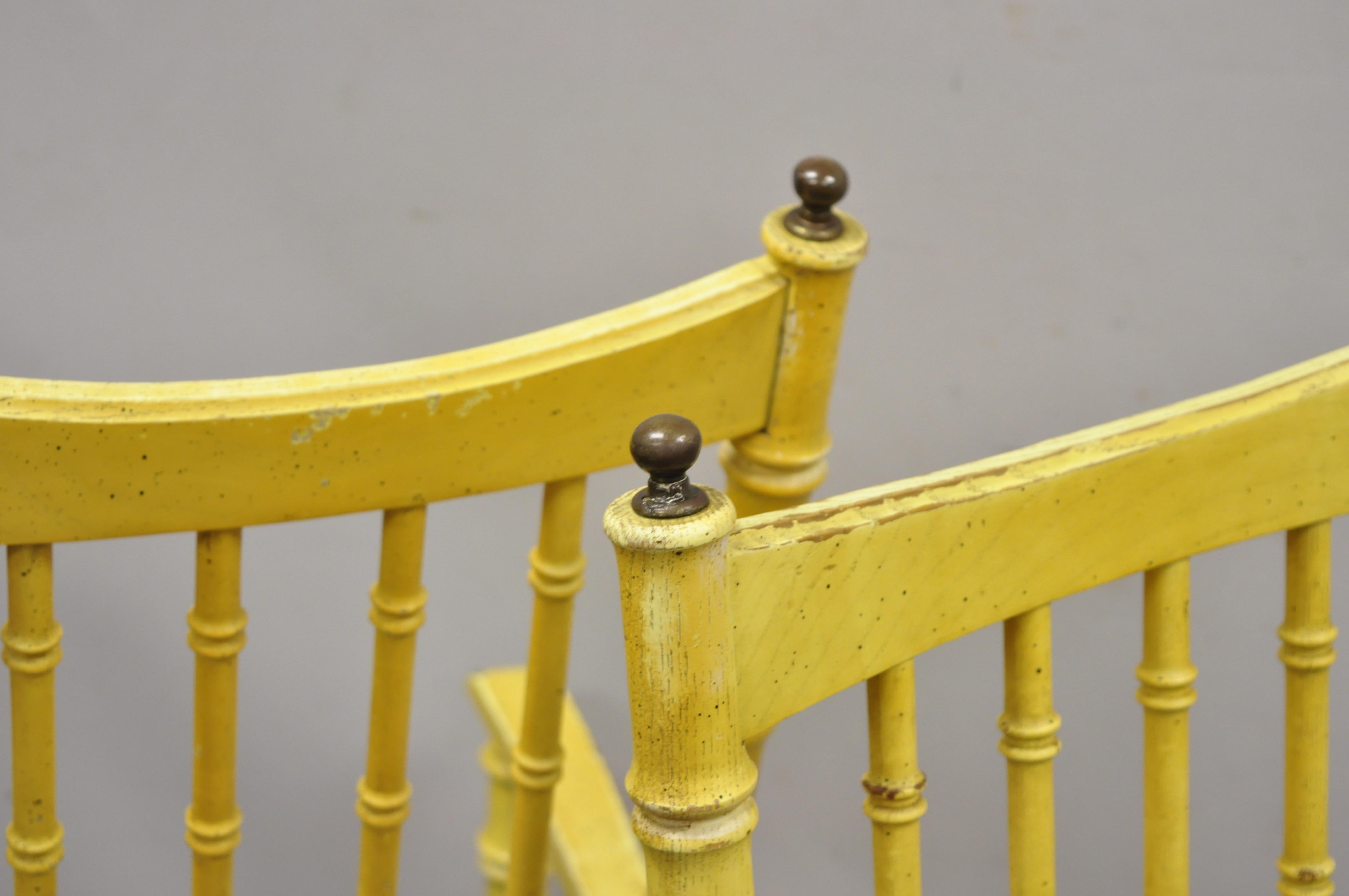 American Thomasville Faux Bamboo Chinese Chippendale Brass Finial Wood Chairs, Set of 6