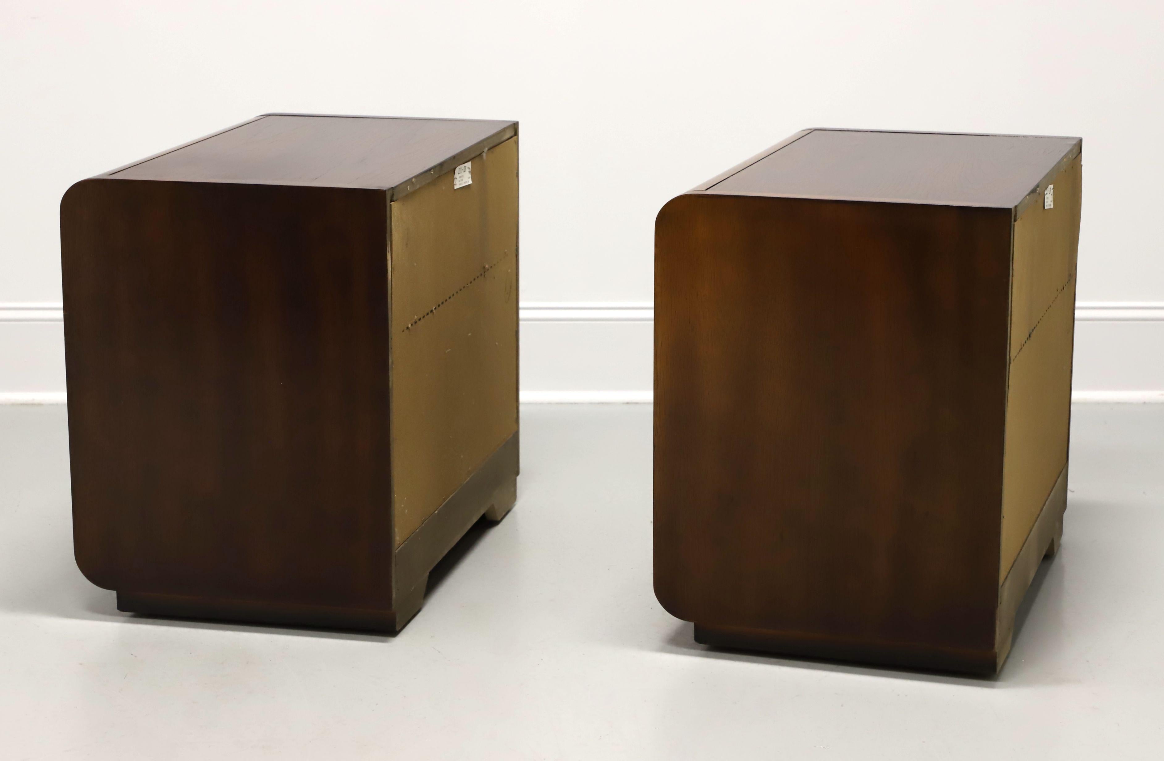 American THOMASVILLE Founders Collection Walnut Post-Modern Nightstands - Pair For Sale